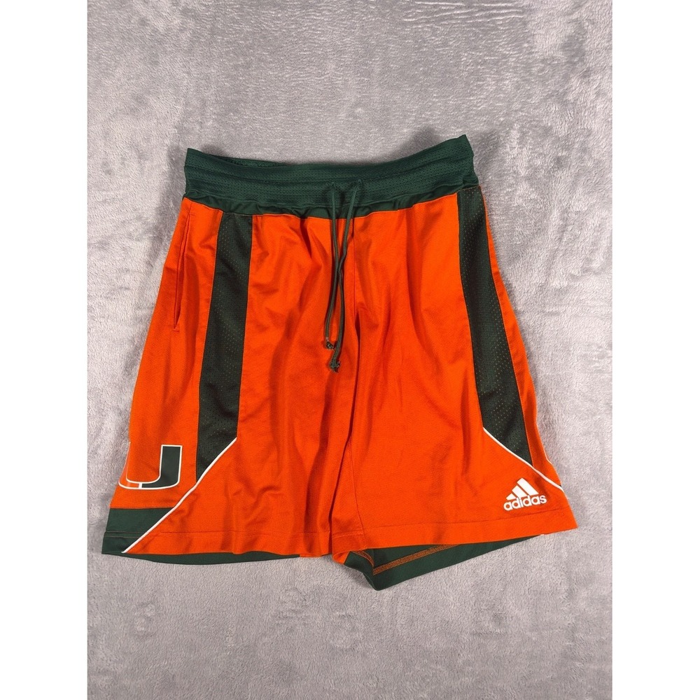 Adidas Miami Hurricanes Aeroready Basketball Shorts Mens XL Orange Green Ncaa